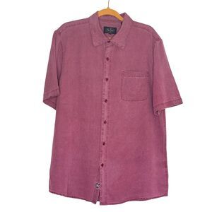 Nat Nast Silk Blend Button Front Shirt Top Textured Claret Red L bv